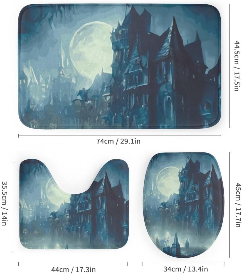 Kuizee Halloween Shower Curtain Set with 4 Rugs
