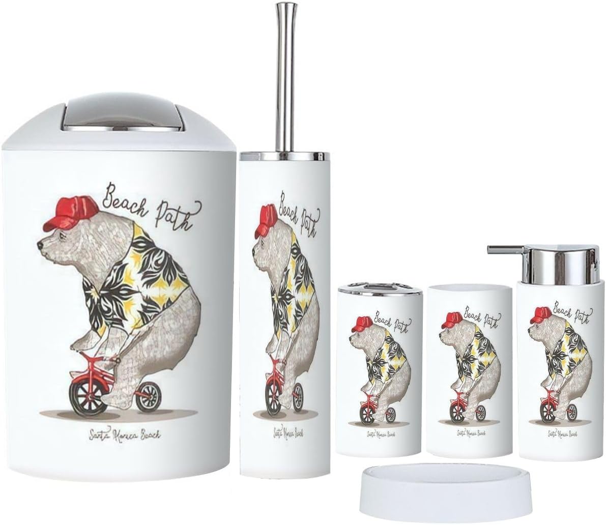 Bathroom Accessories Set 6 Pcs Bicycling Bear Style