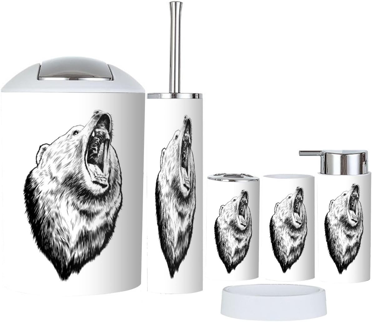 Bathroom Accessories Set 6 Pcs Engraved Style Decor