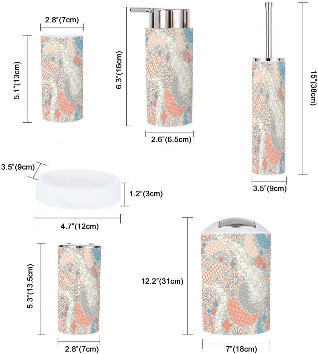 Bathroom Accessories Set 6 Pcs Durable Japanese Style