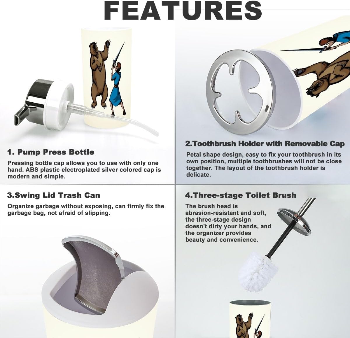 JBNJANKDAV 6-Piece Bathroom Accessories Set 1