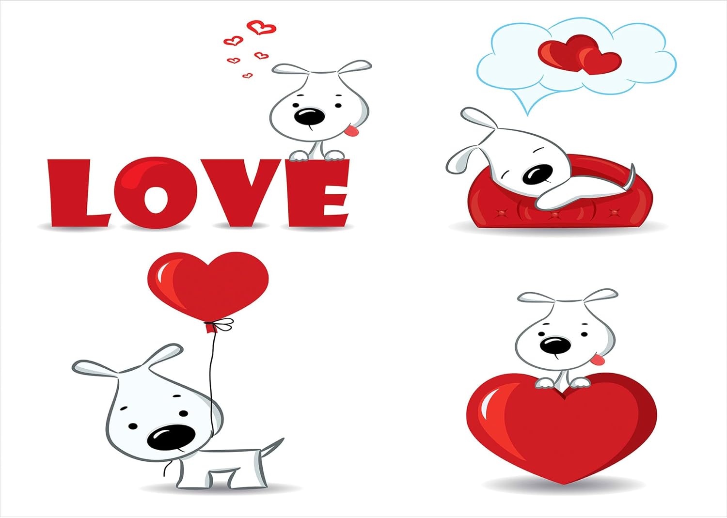Ambesonne Funny Dog Heart Soap Dispenser Toothbrush Holder Set 2 Pcs Red White