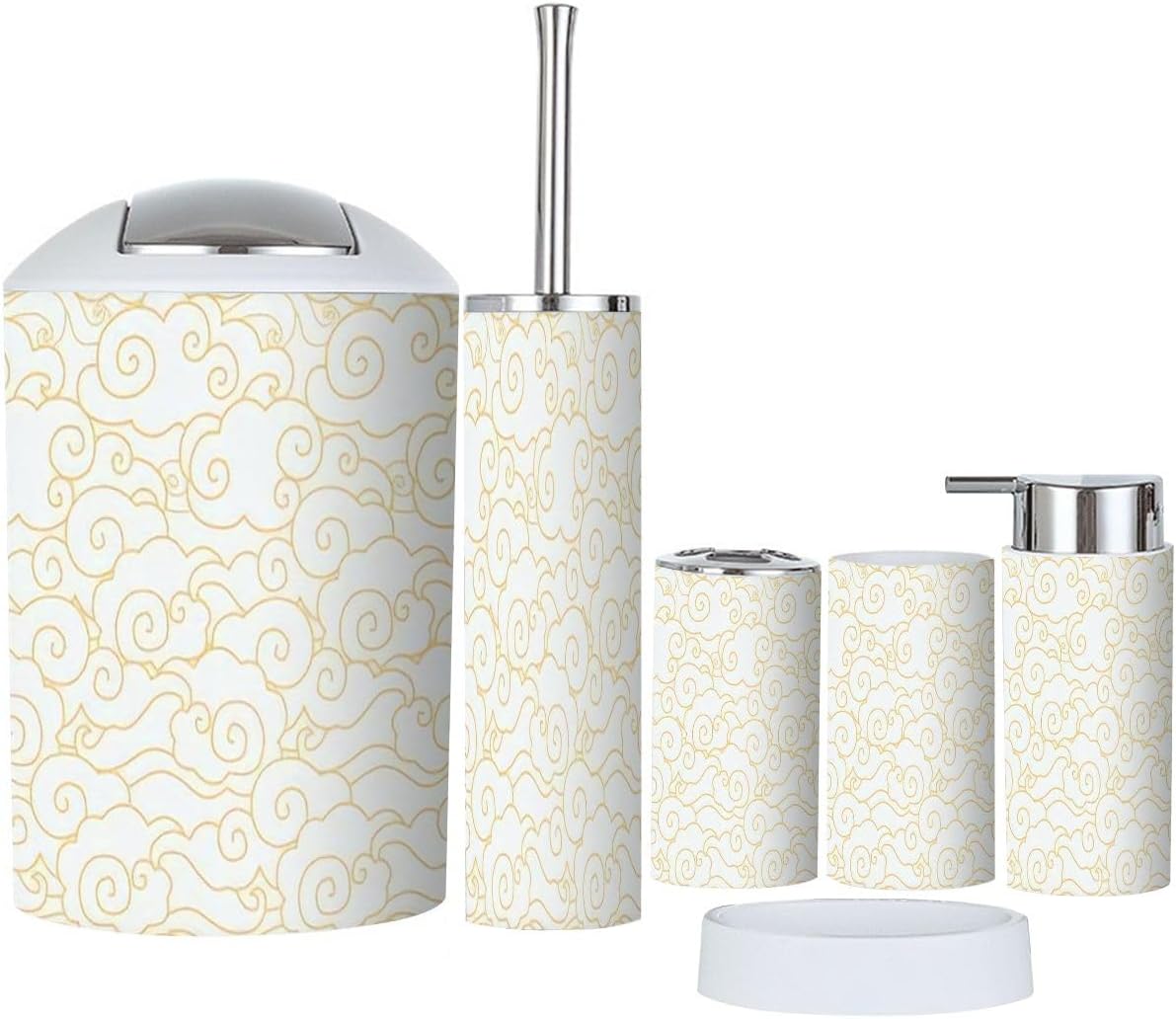 6 Pcs Clouds Sky Bathroom Accessories Set