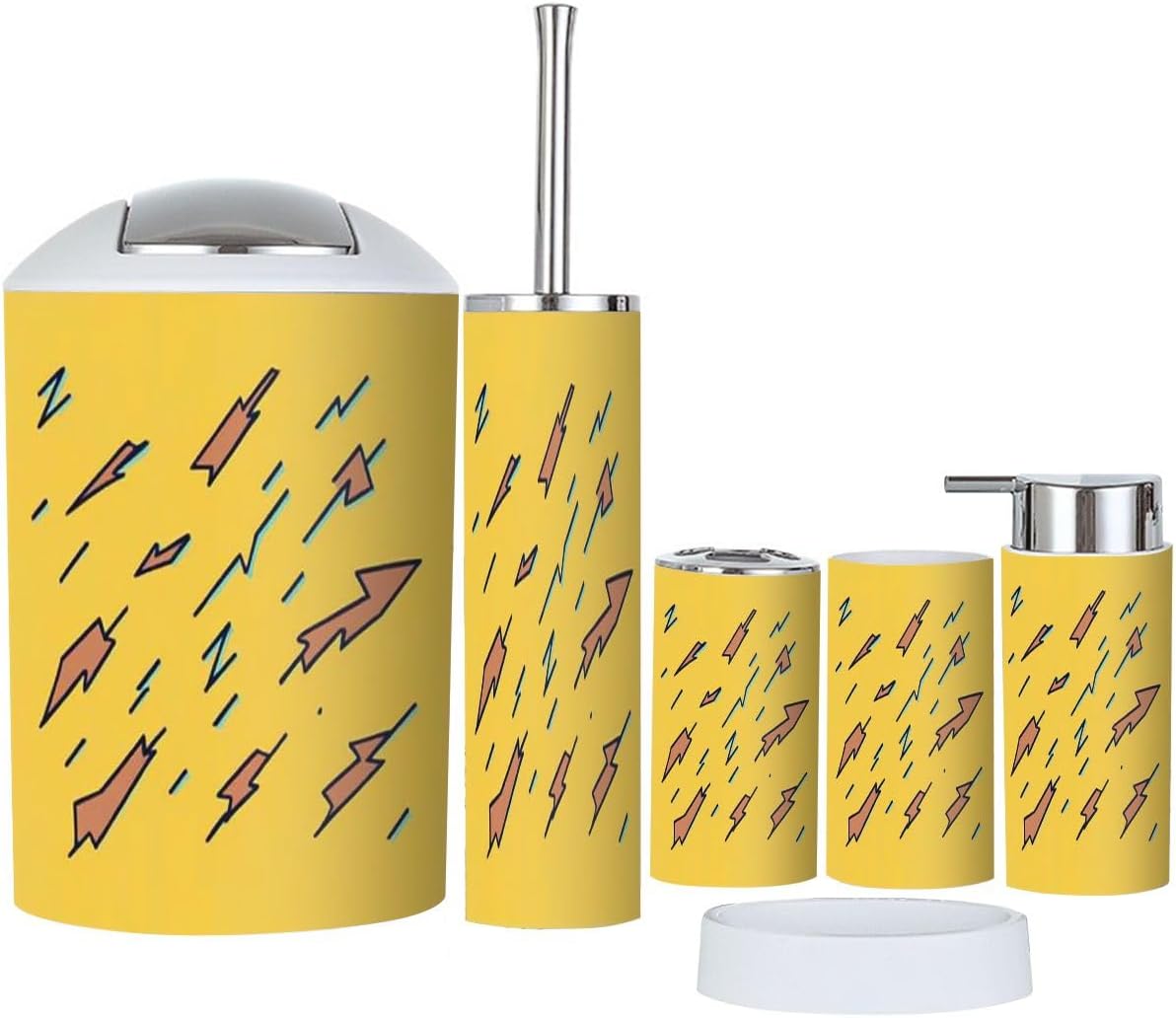 Boho Yellow Bathroom Accessory Set 6 Piece