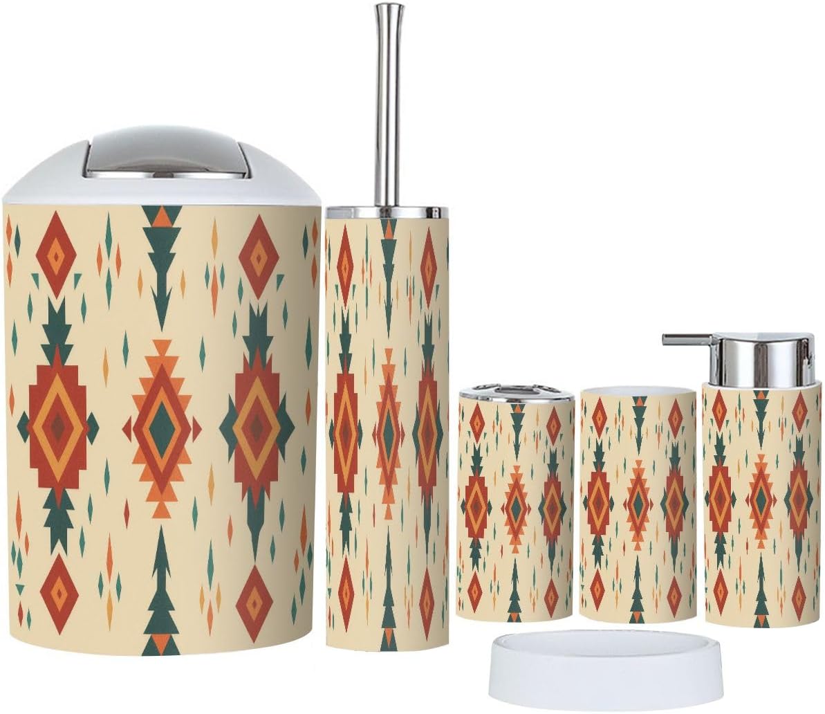 Boho Bathroom Accessory Set 6 Piece