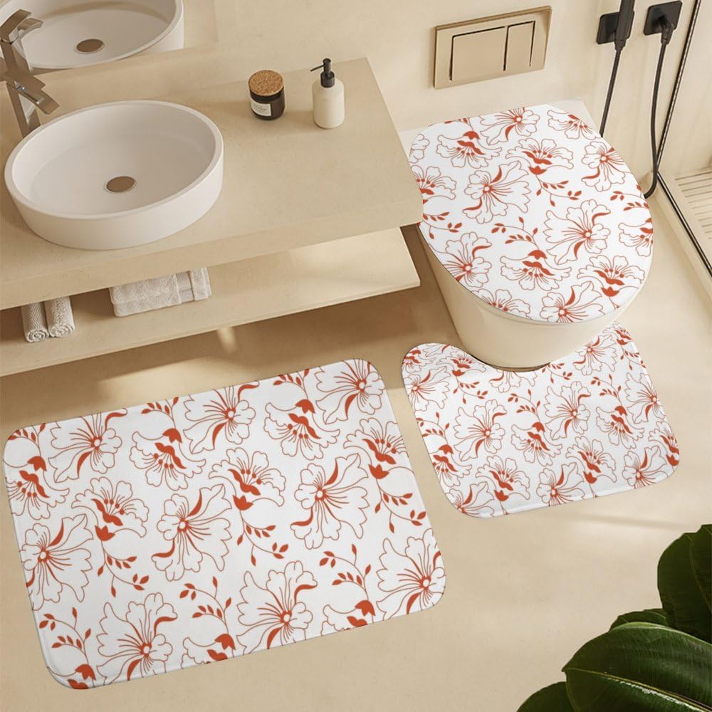 Kuizee 4-Piece Shower Curtain Set with Rugs and Hooks
