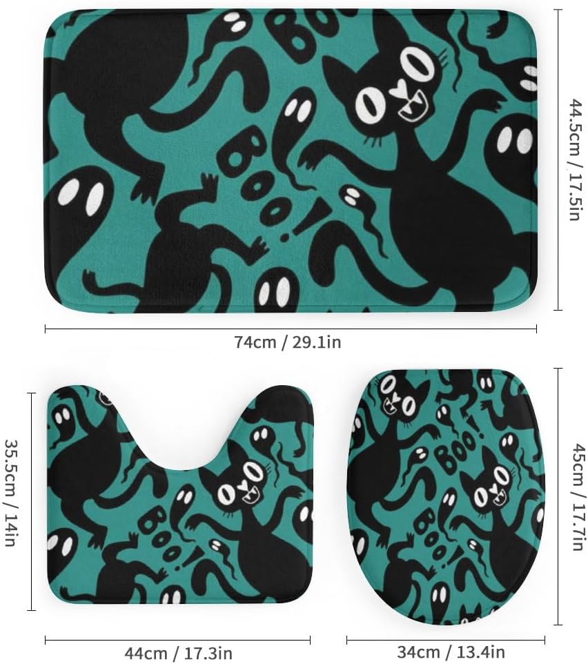 Kuizee Halloween Animals Shower Curtain Set 4 Pieces