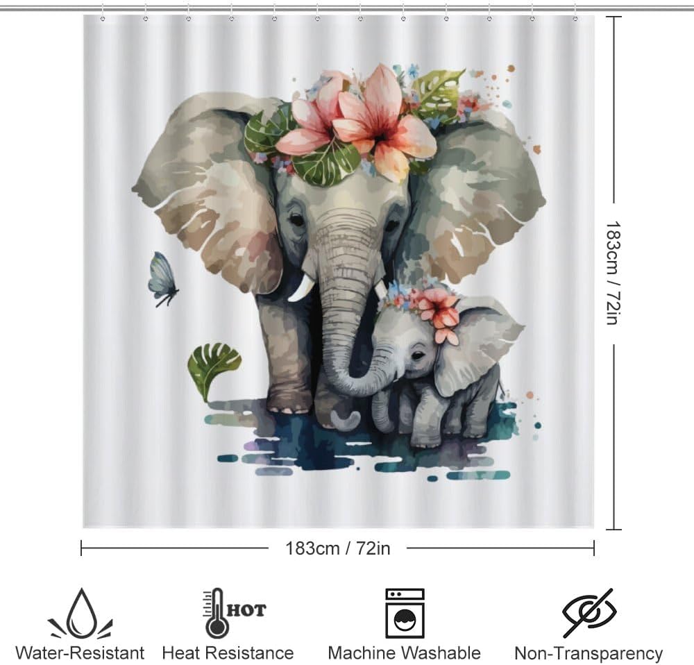 Kuizee 4 Piece Shower Curtain Set with Rugs and 12 Hooks 1