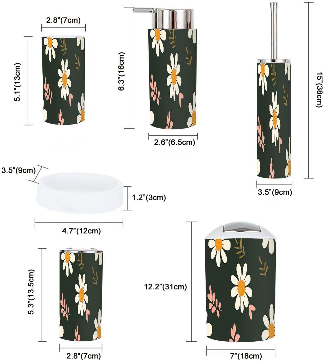 Boho Bathroom Accessories Set 6 Piece Retro Style