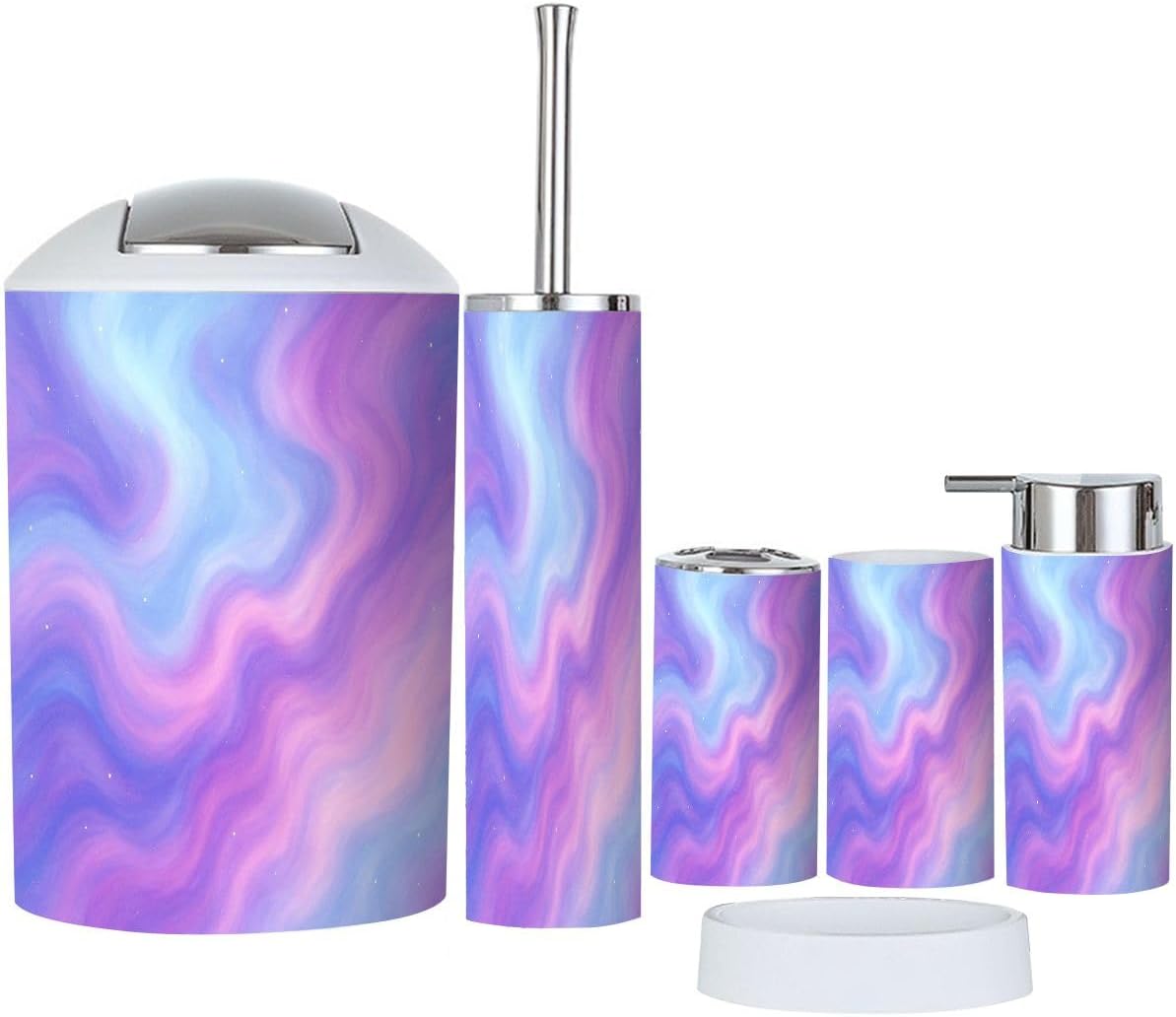 Boho Soft Pastel Bathroom Accessory Set 6 Piece