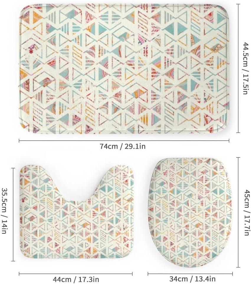 Kuizee 4-Piece Shower Curtain Set with Non-Slip Rugs 72x72 Inch