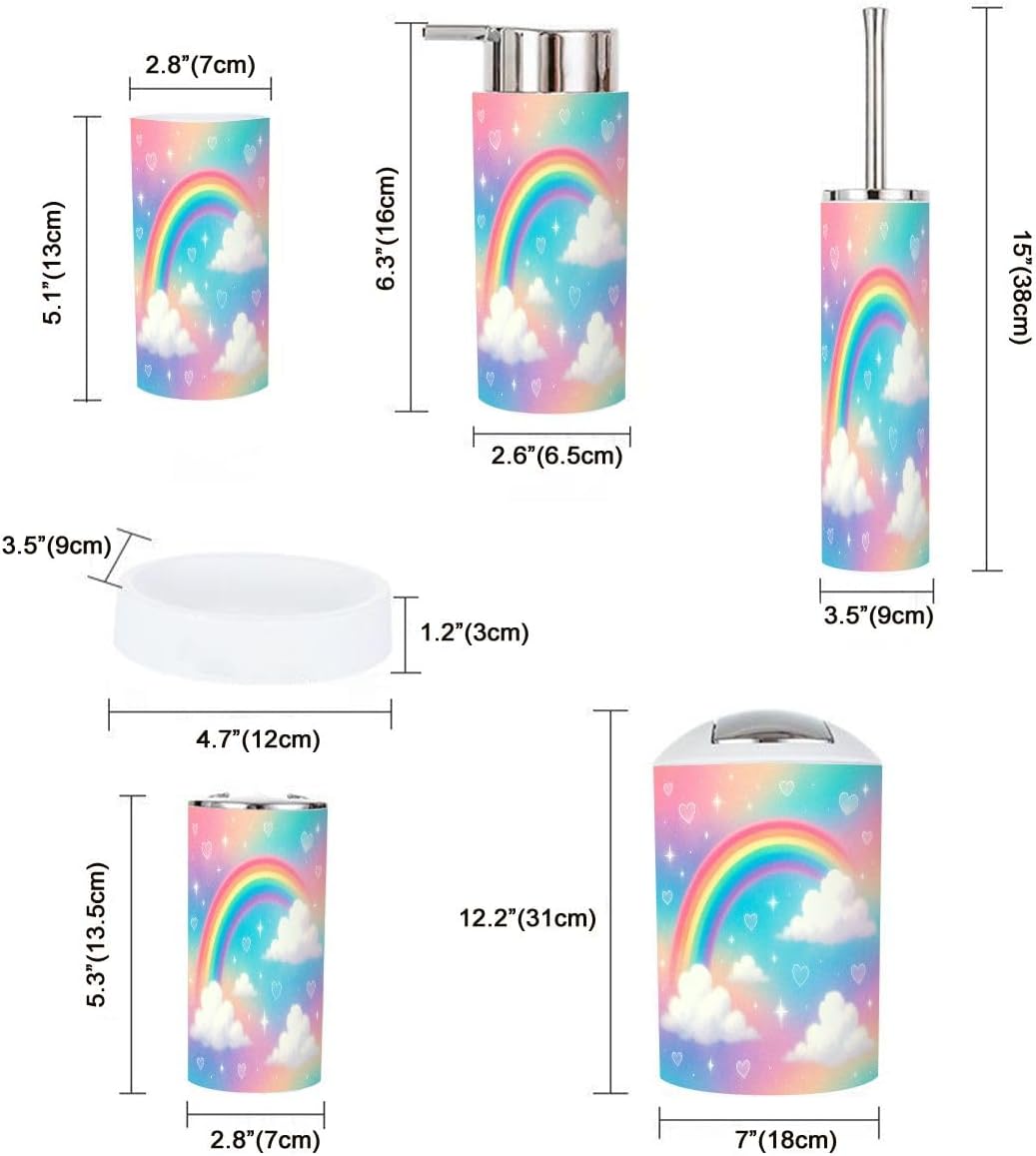Boho Holographic Rainbow Trash Can and Accessories Set