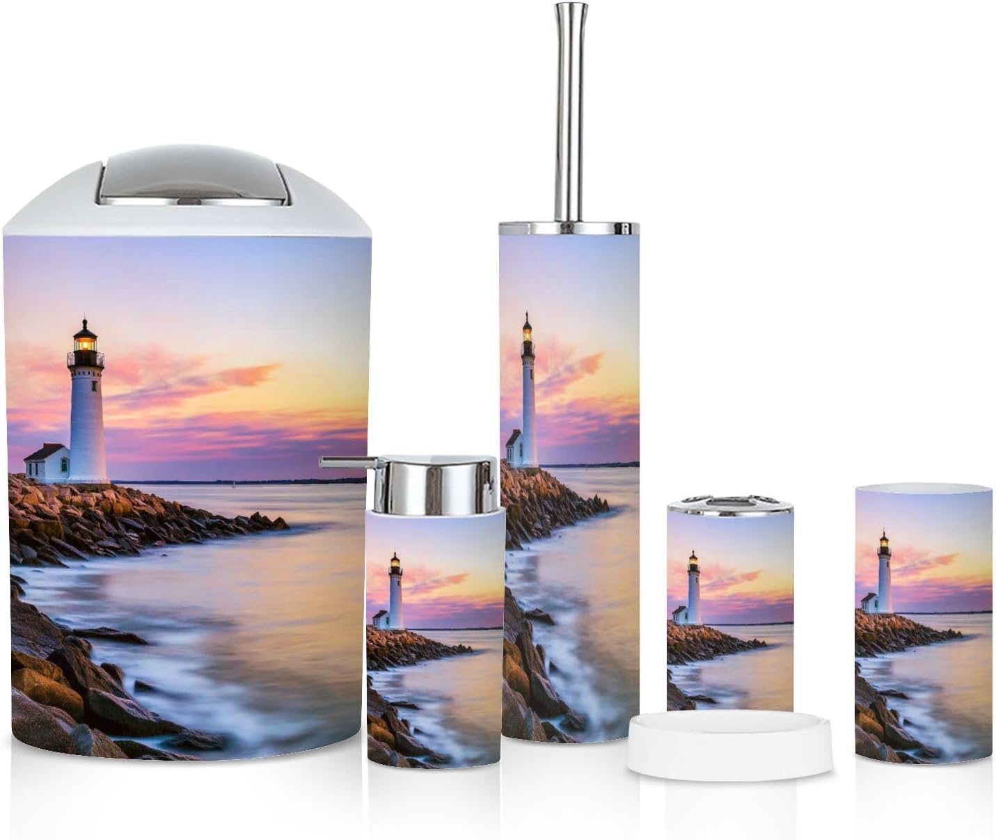 6 Piece Bathroom Accessories Set Fort Pickering Lighthouse