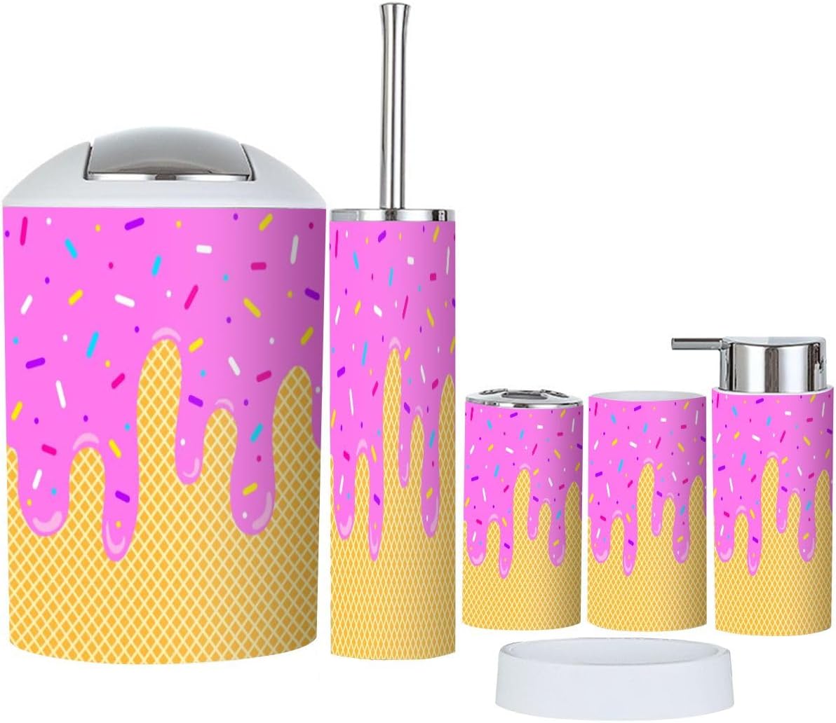 Bathroom Accessories Set 6 Pcs Waffle Cone Design
