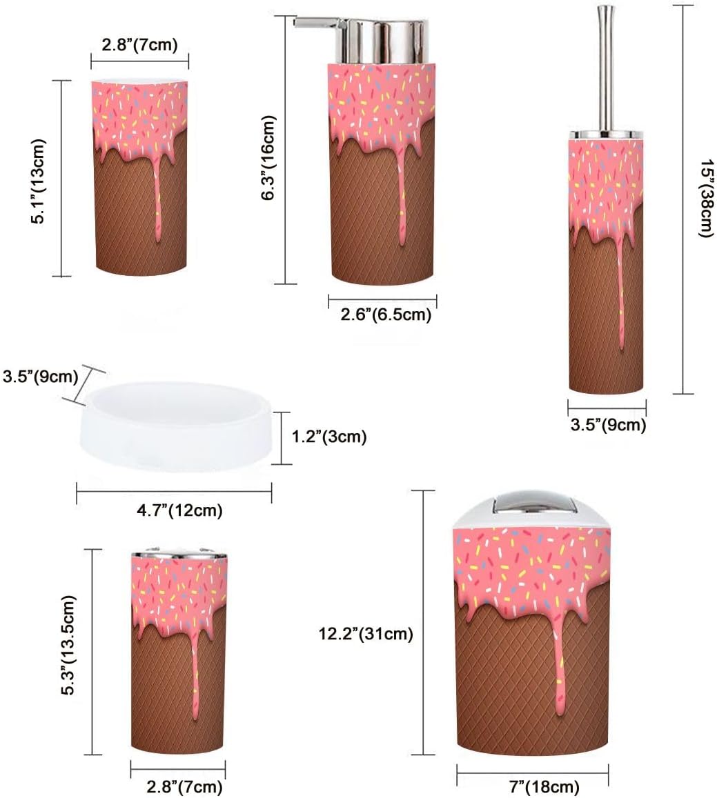 Bathroom Accessories Set 6 Pcs Modern Durable Decor 1
