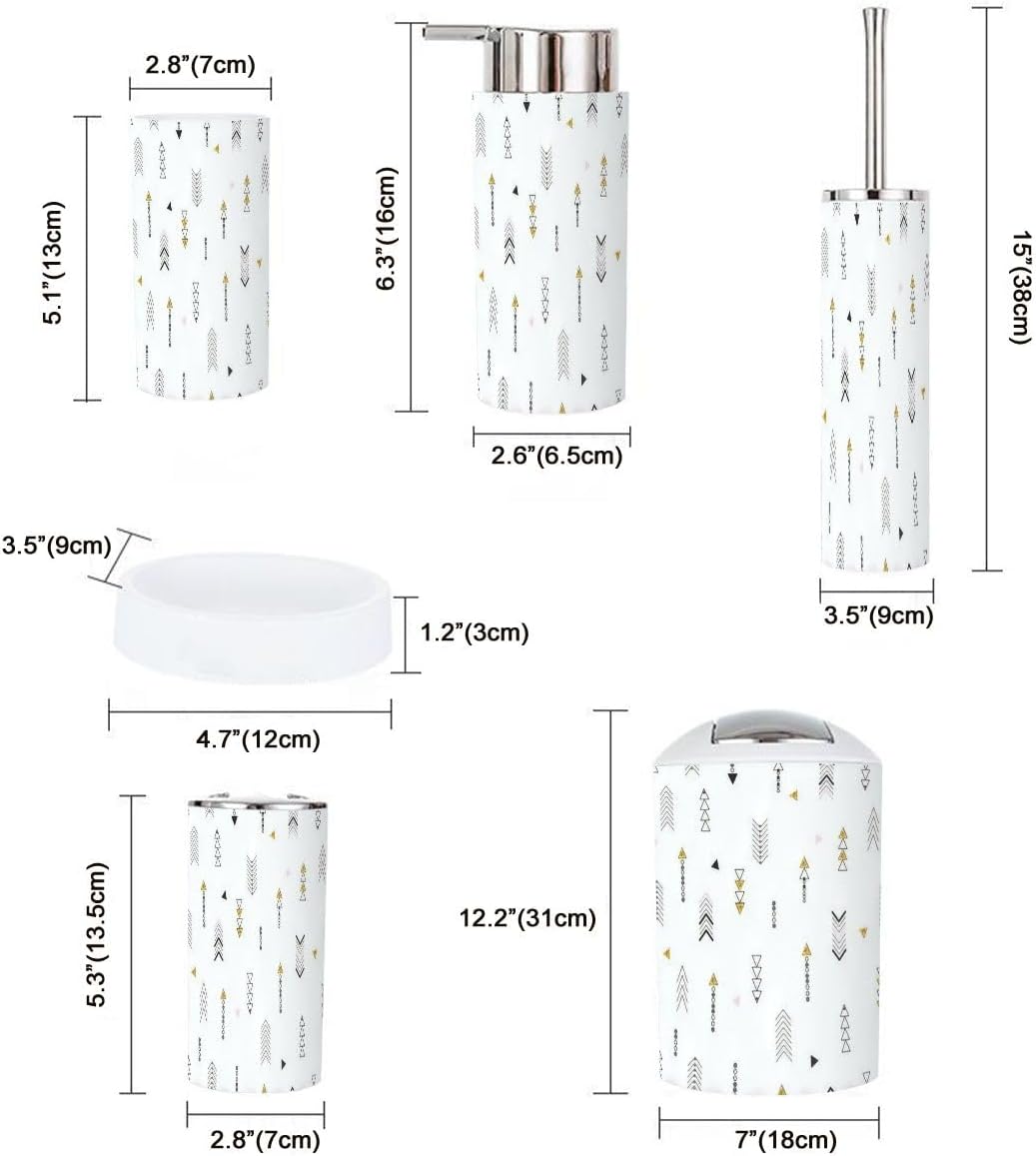 Modern Bathroom Accessories Set 6 Pcs in Black and Gold