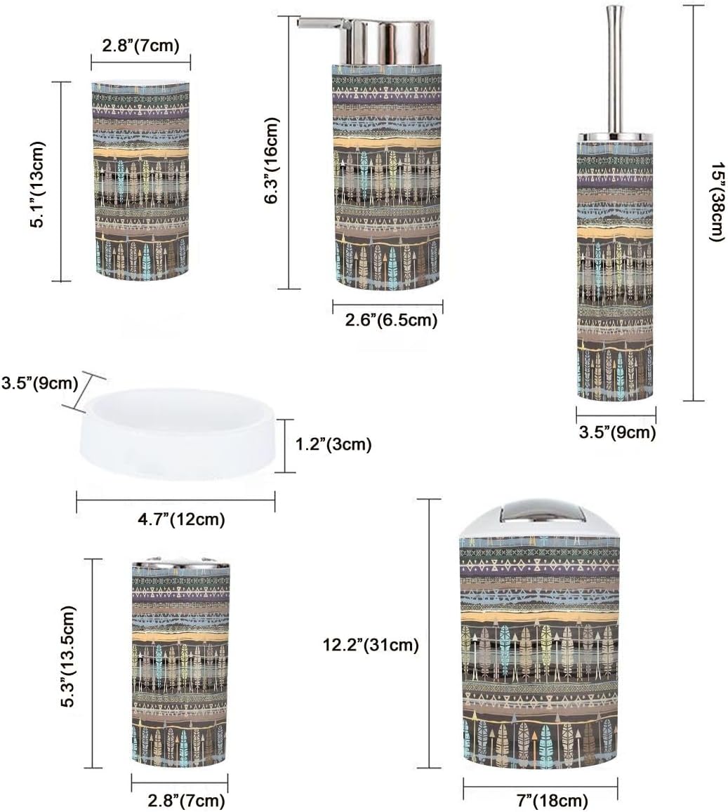 Bathroom Accessories Set 6 Pcs Modern Ethnic Boho Style
