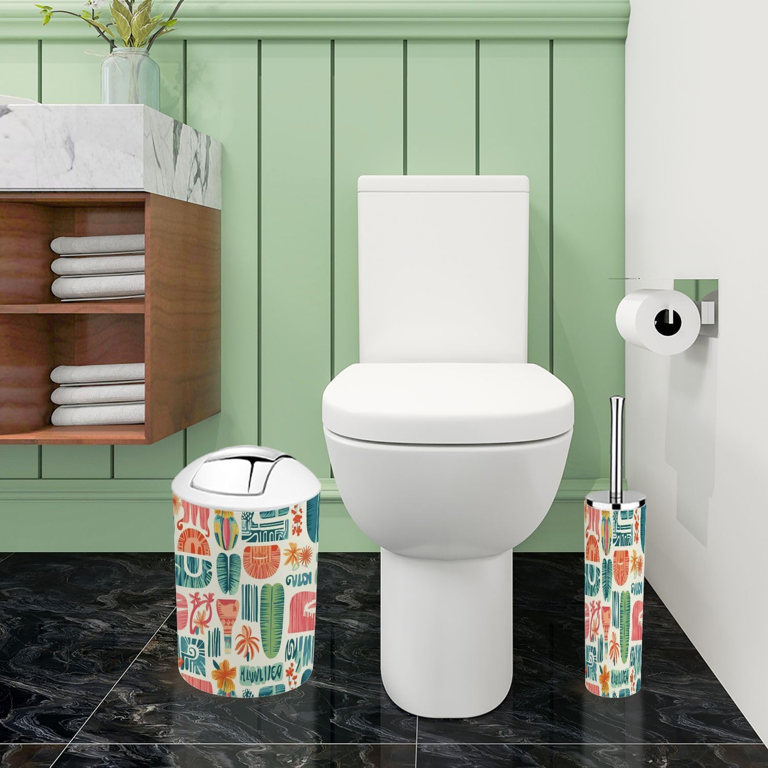 Boho Brown Bathroom Accessory Set 6 Piece