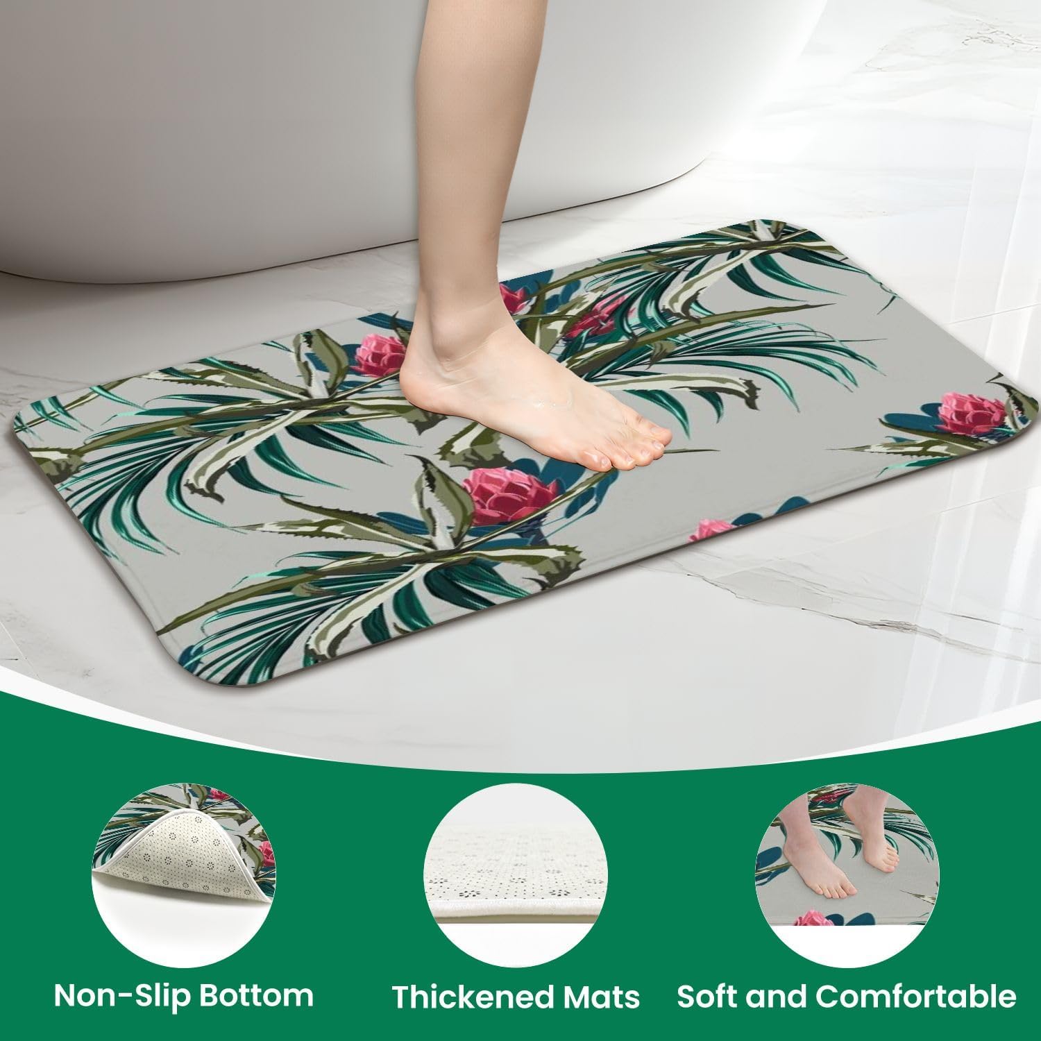 JCOOKLOFTS 4-Piece Shower Curtain Set with Floral Pattern
