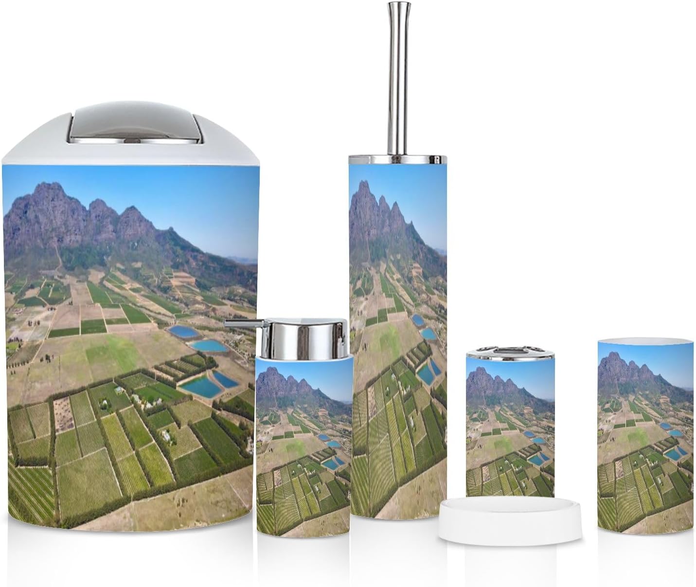 6 Piece Boho Bathroom Accessories Set with Vineyards View
