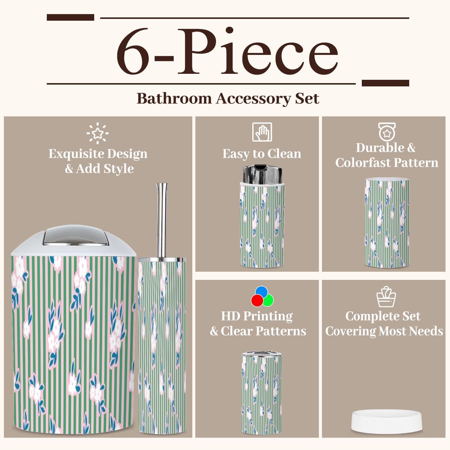 6 Piece Trendy Bathroom Accessories Set