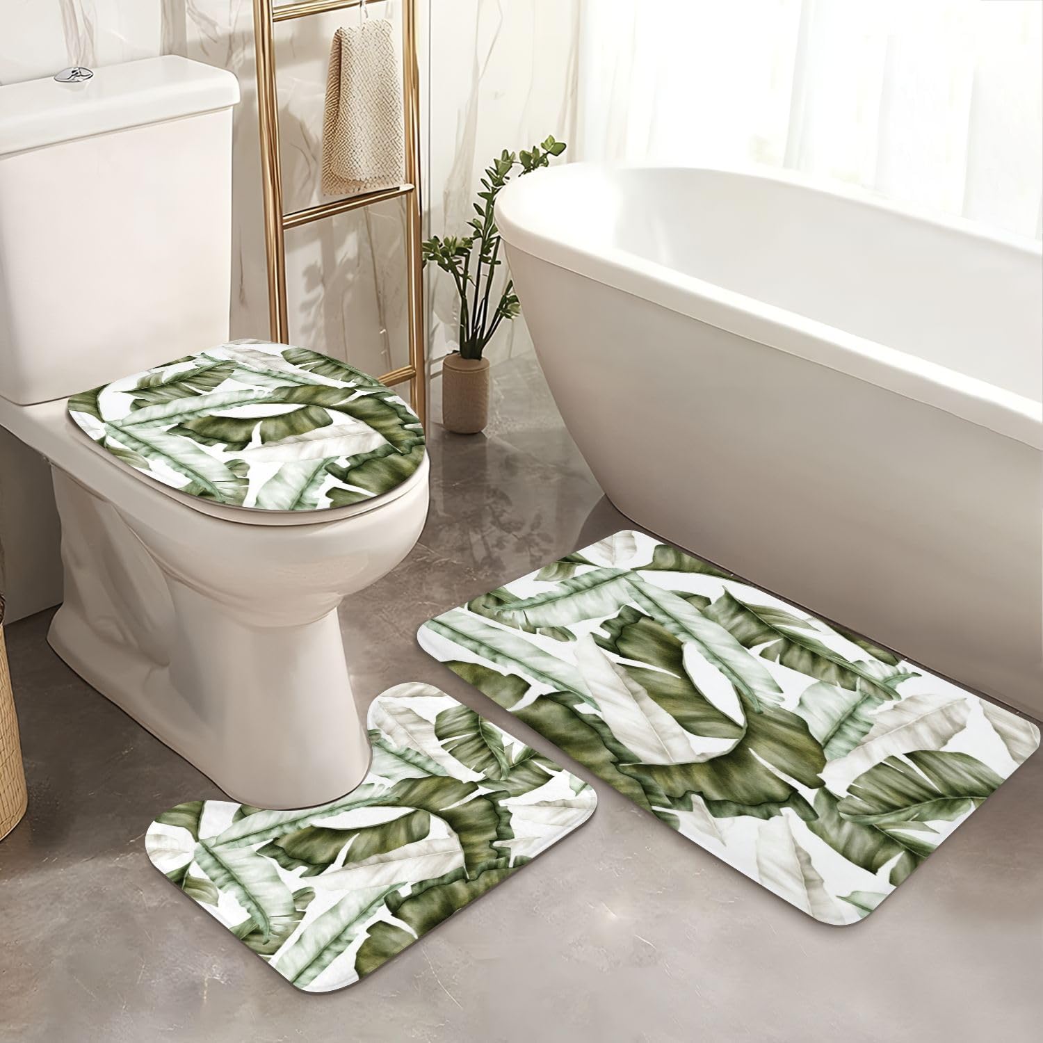 JCOOKLOFTS 4 Piece Luxury Banana Leaf Shower Set