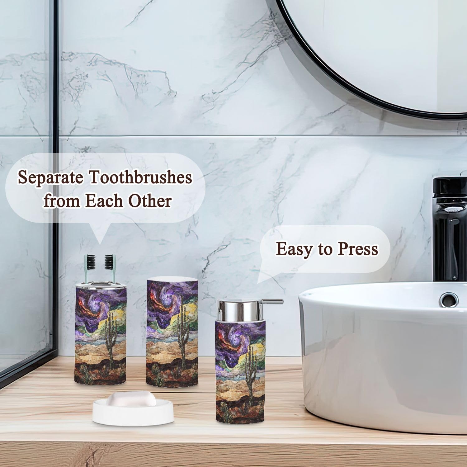 6 Piece Stormy Sky Cactus Bathroom Set