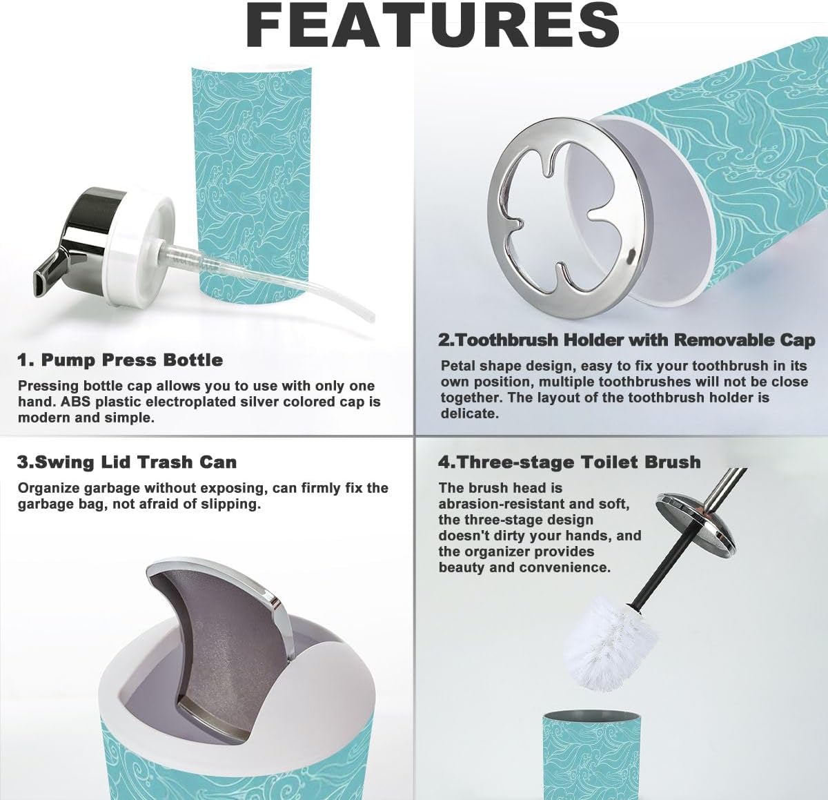 Sea Waves Bathroom Accessories Set 6 Pcs 1