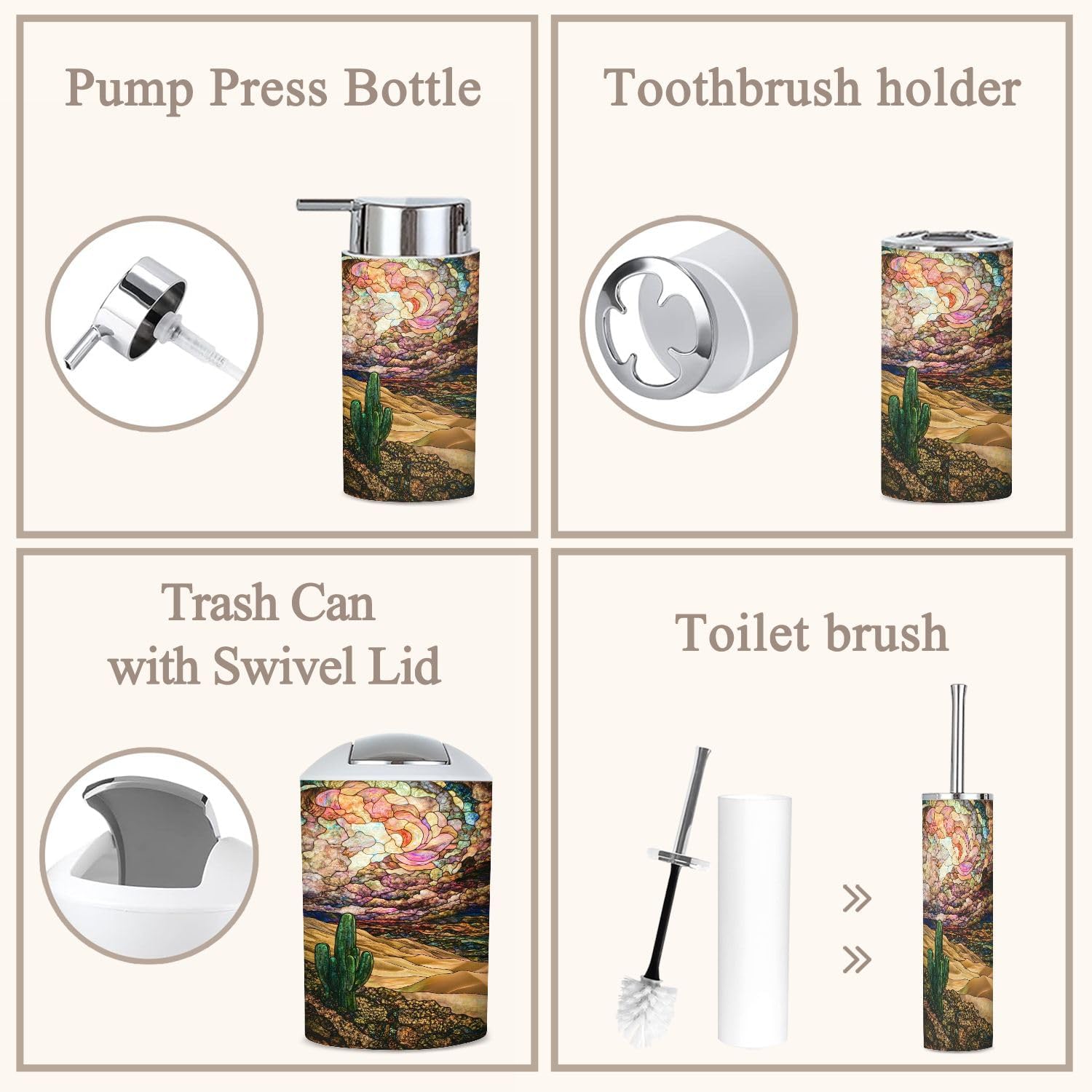 6 Piece Bathroom Accessories Set Boho Decor 1