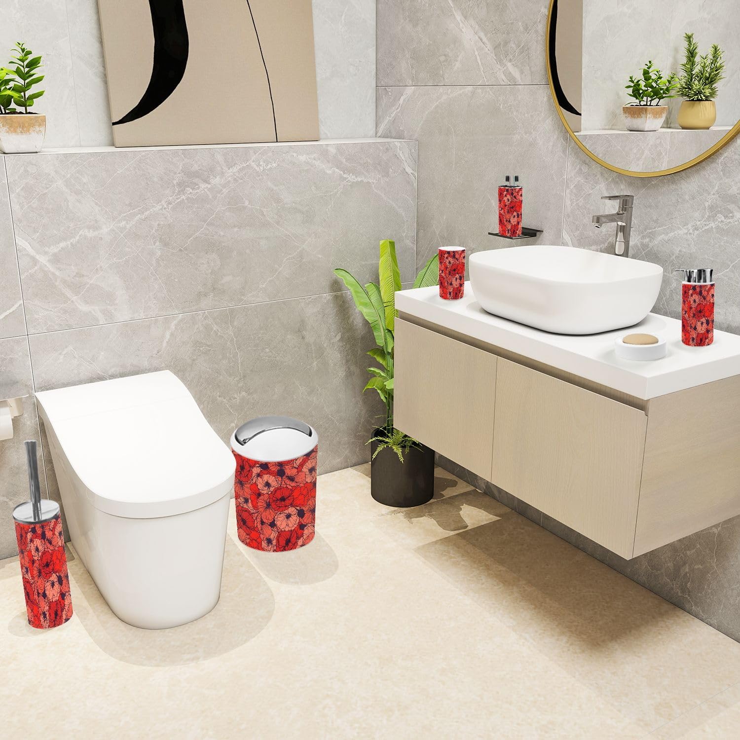 6 Piece Boho Style Bathroom Accessories Set