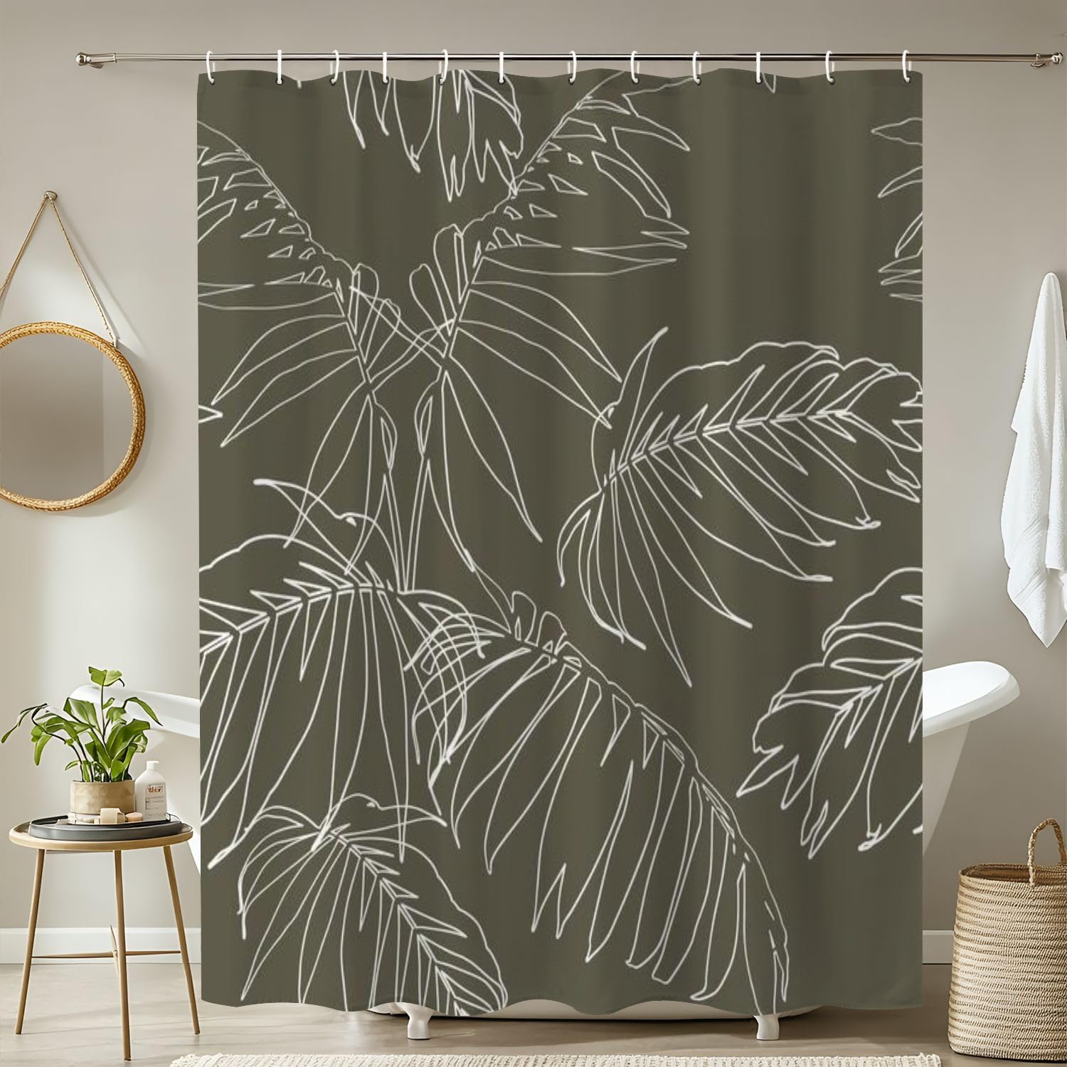 4 Piece Shower Curtain Set with Rugs and Mats 1