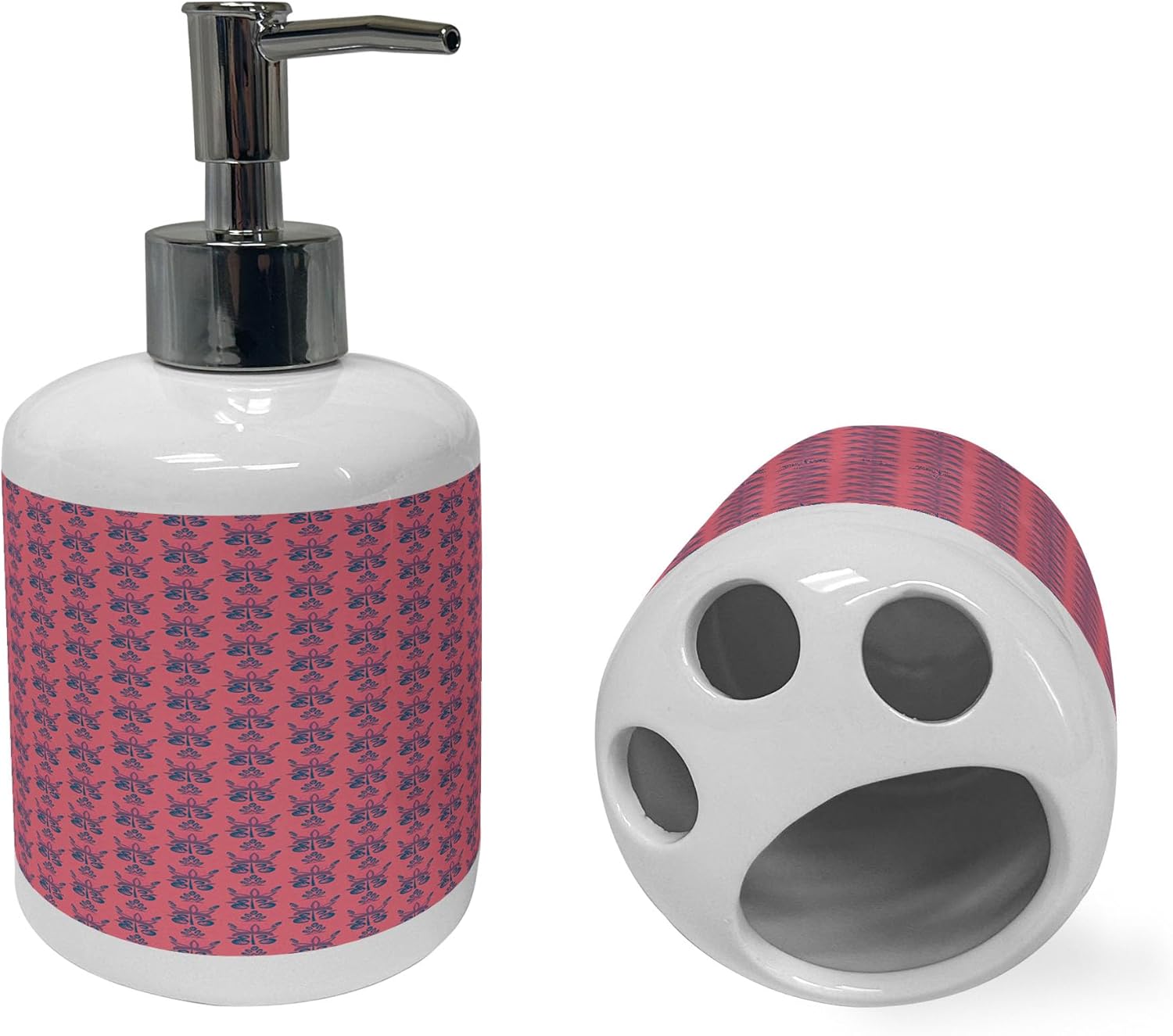 Ambesonne Ethnic Soap Dispenser Toothbrush Holder Set