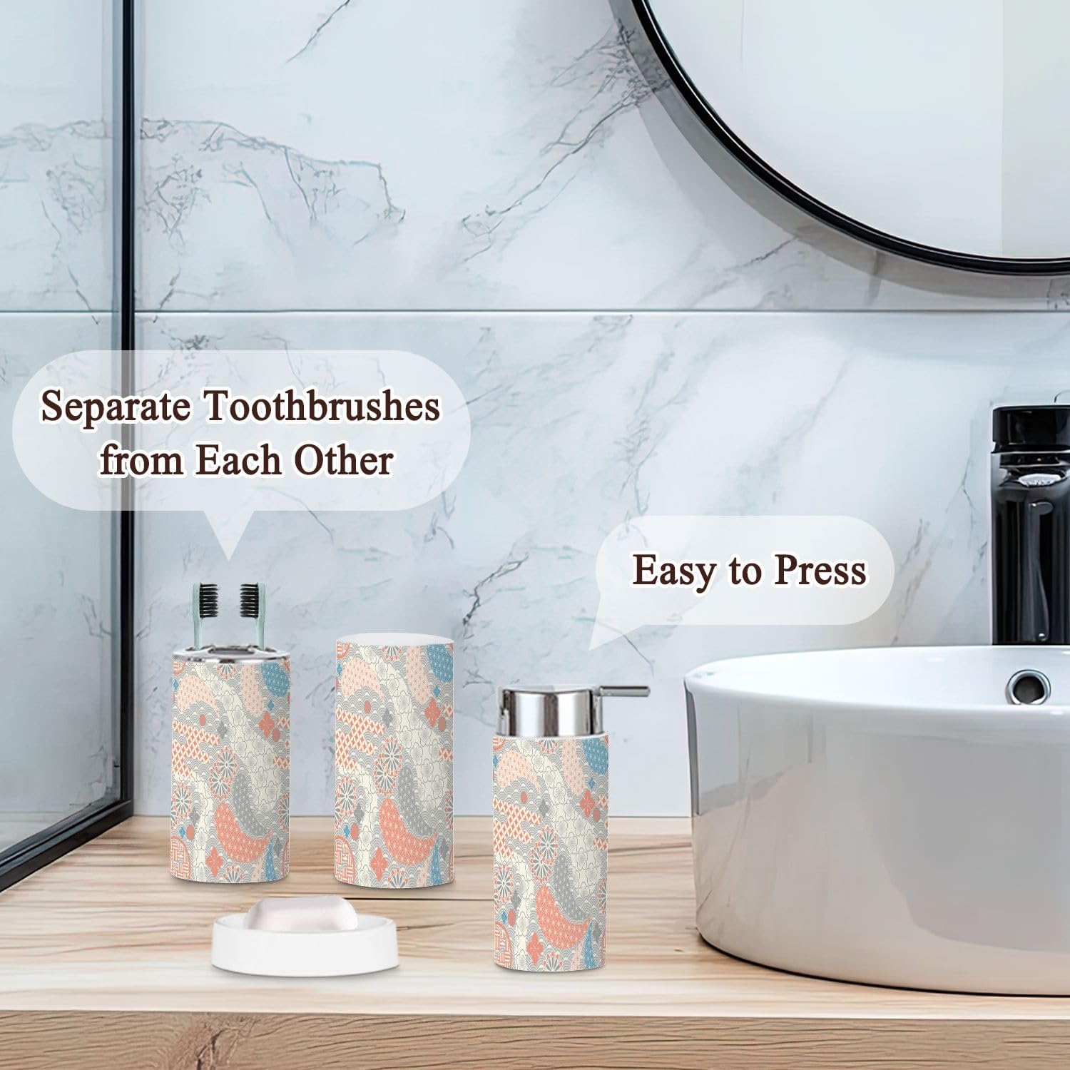Bathroom Accessories Set 6 Pcs Durable Japanese Style