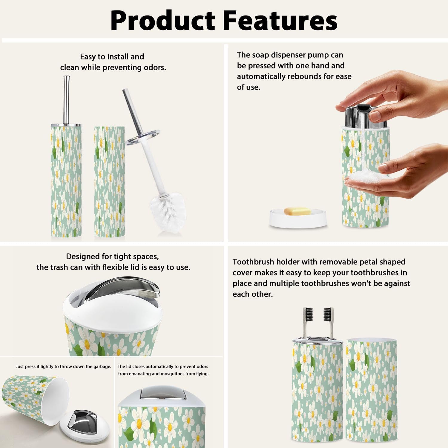 Boho Style Bathroom Accessories Set 6 Piece