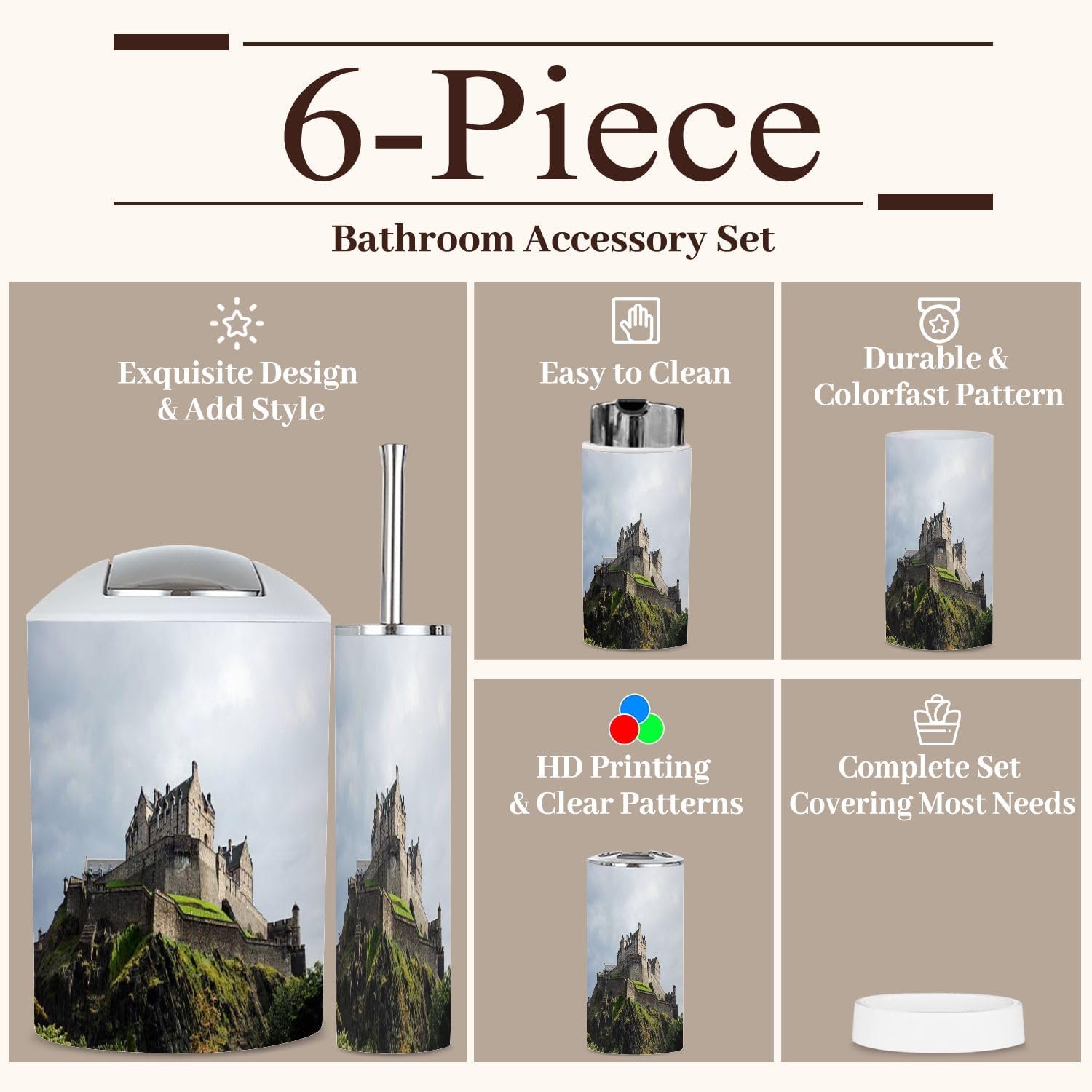 6 Piece Boho Bathroom Decor Accessories Set
