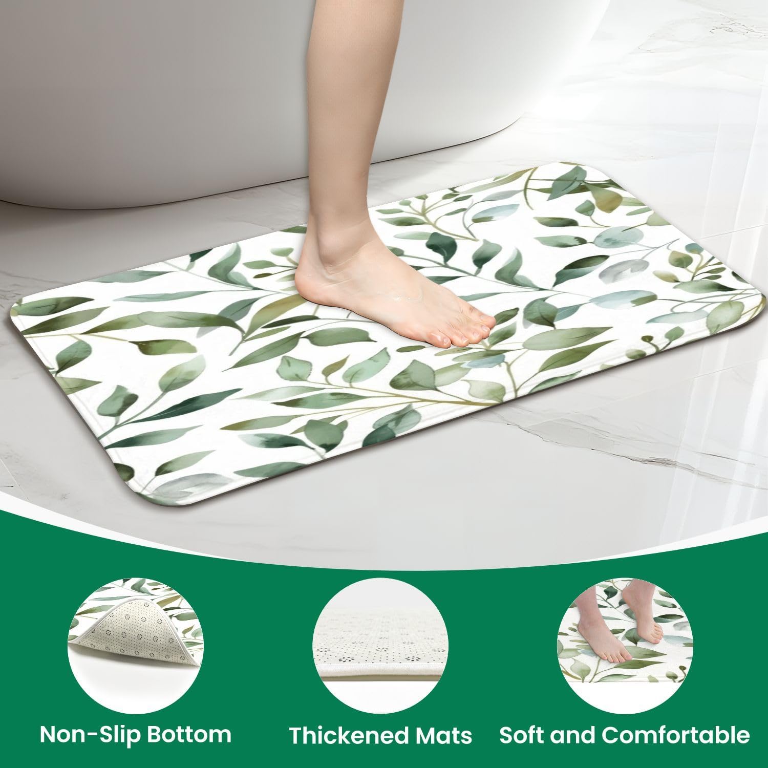 4 Pieces Shower Curtain Set with Rugs and Mats Abstract Flower Design