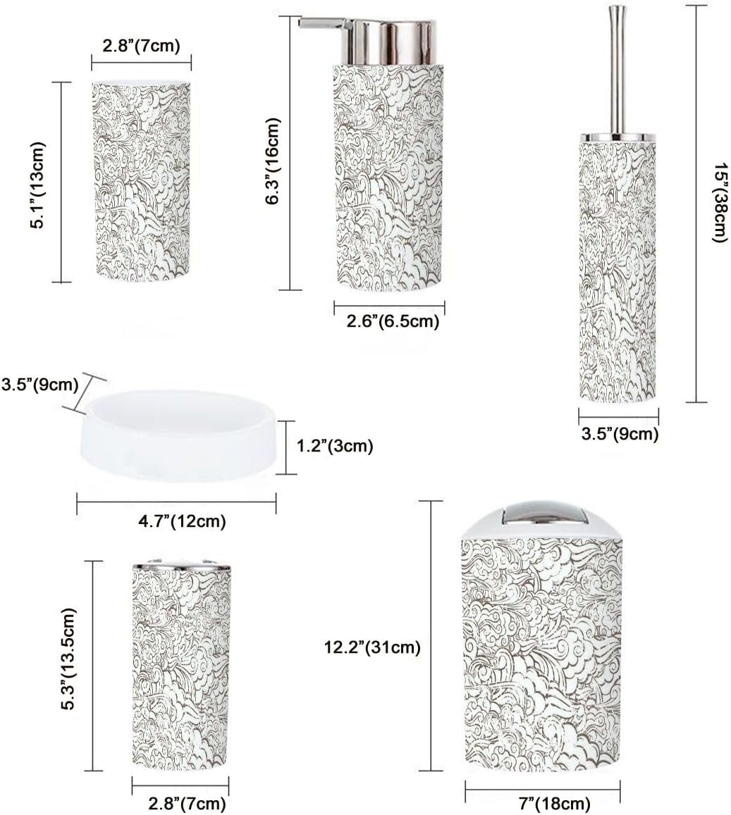 6 Piece Asian Style Bathroom Accessories Set