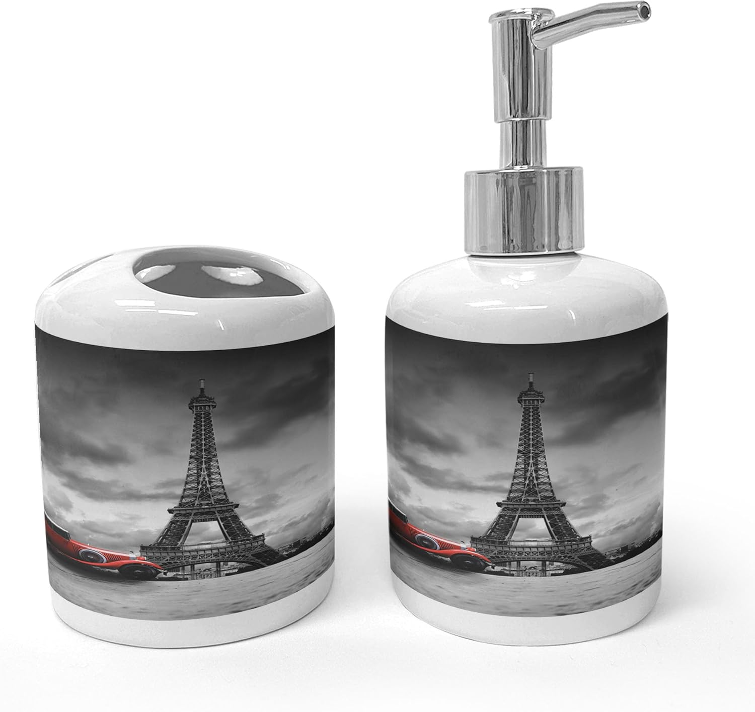 Ambesonne Eiffel Tower Soap Toothbrush Holder Set 1