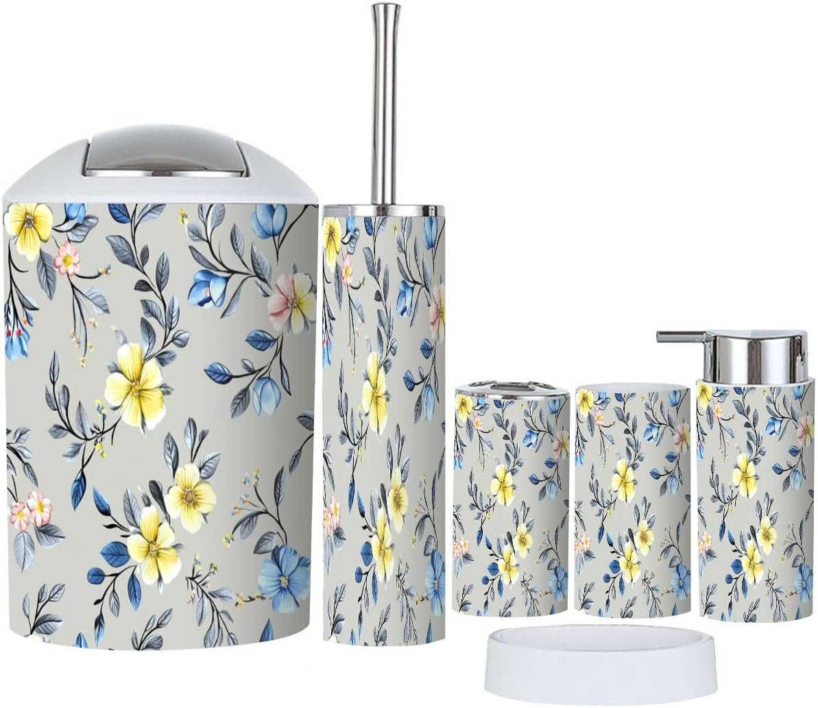 TRANQDEHOM 6-Piece Boho Bathroom Accessory Set 1