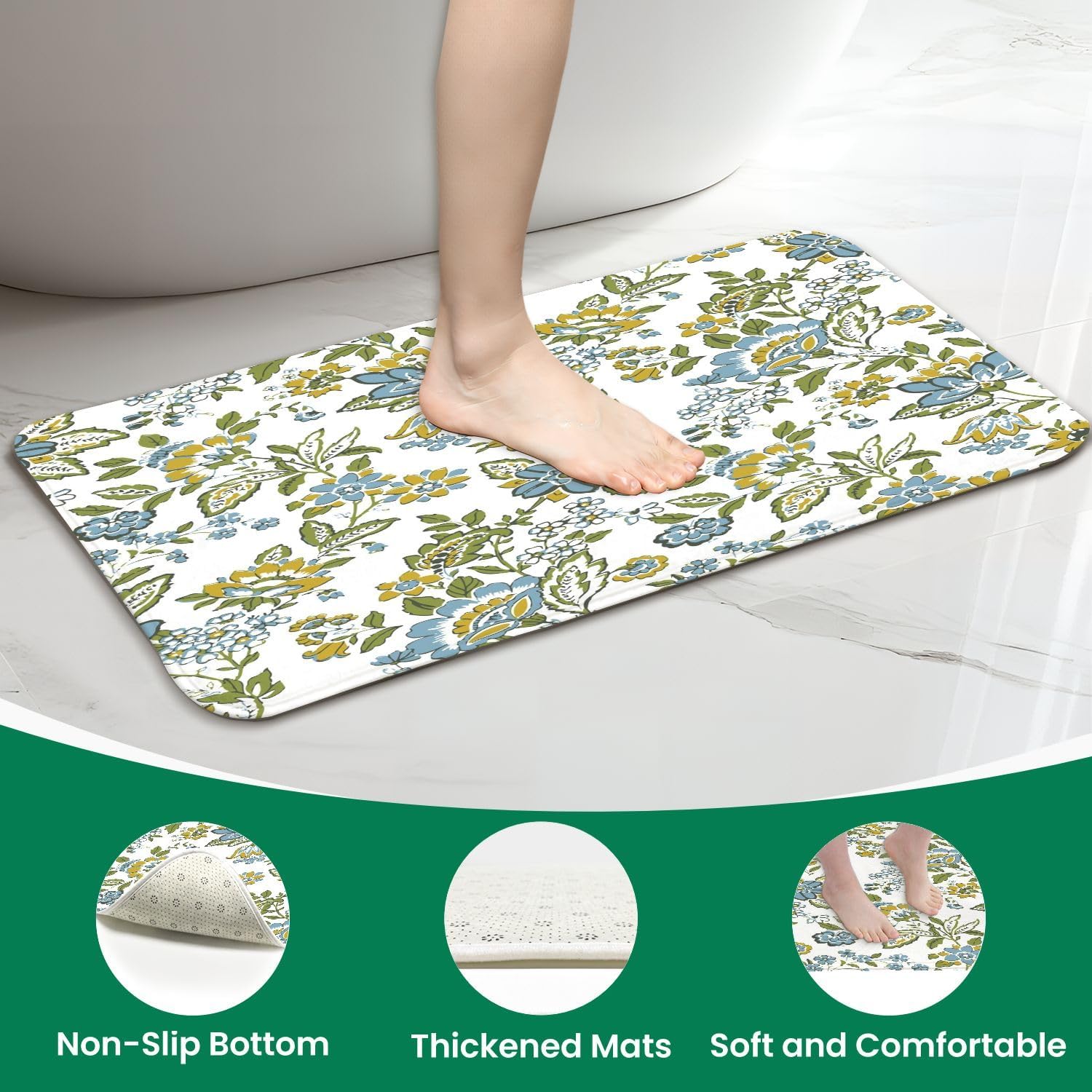 4 Piece Shower Curtain Set with Rugs and Toilet Lid Cover