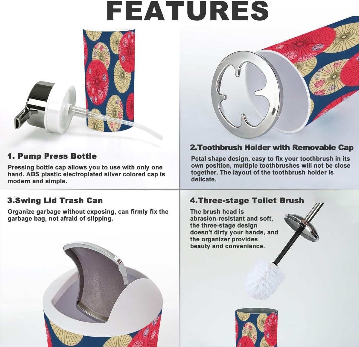 6 Pcs Bathroom Accessories Set - Durable Stylish