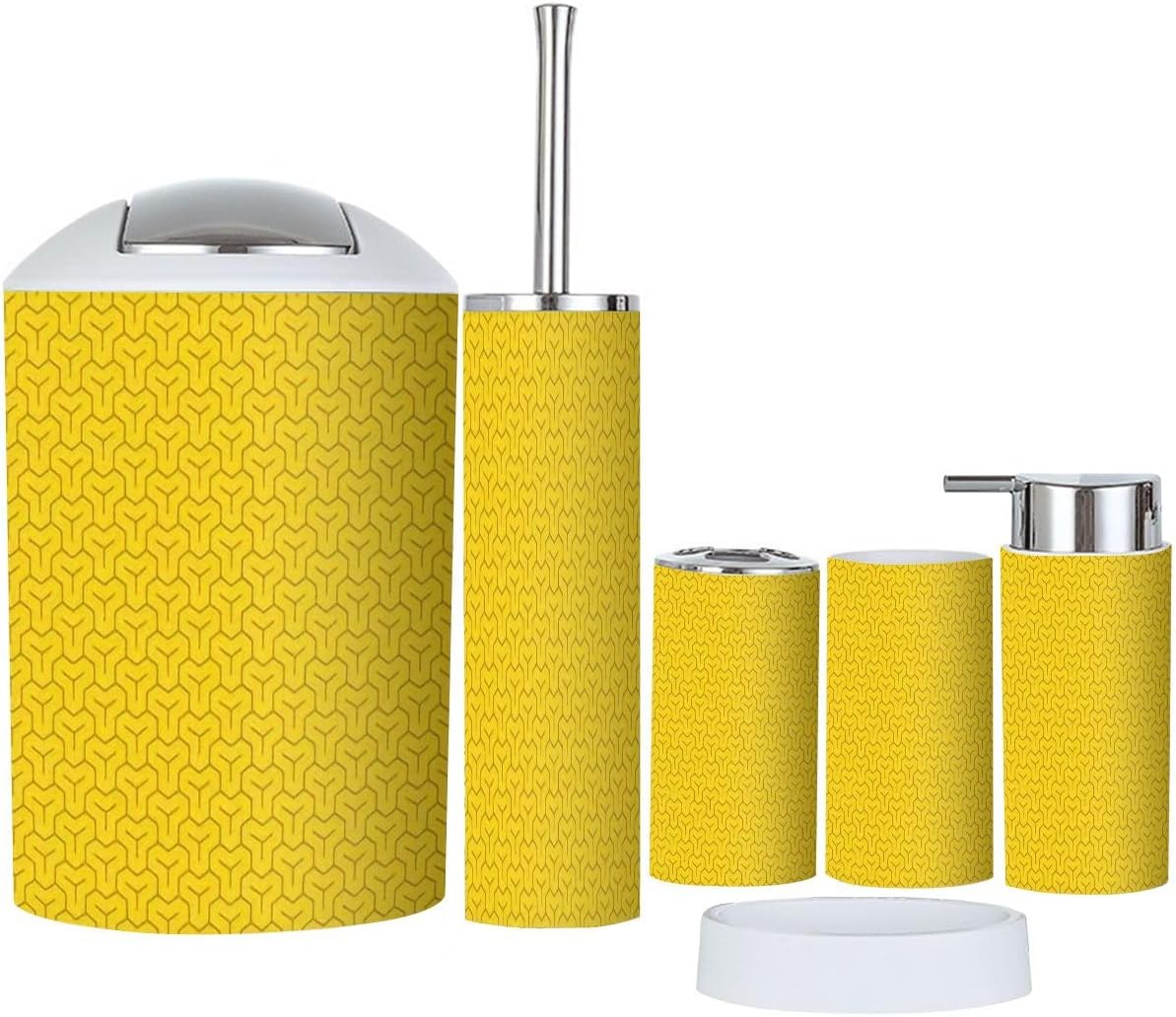 6 Pcs Golden Bathroom Accessories Set with Trash Can