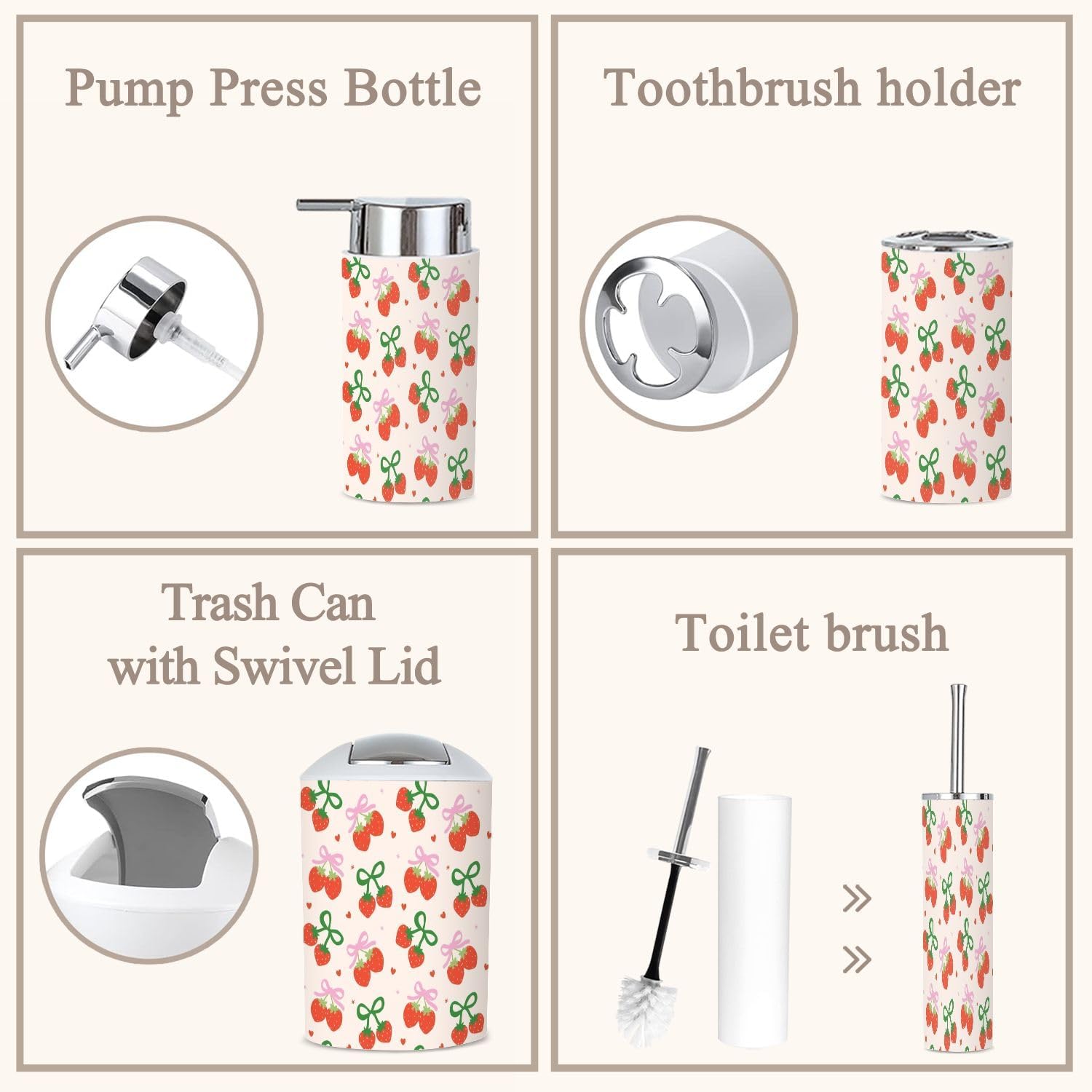 6 Piece Retro Coquette Bathroom Accessories Set