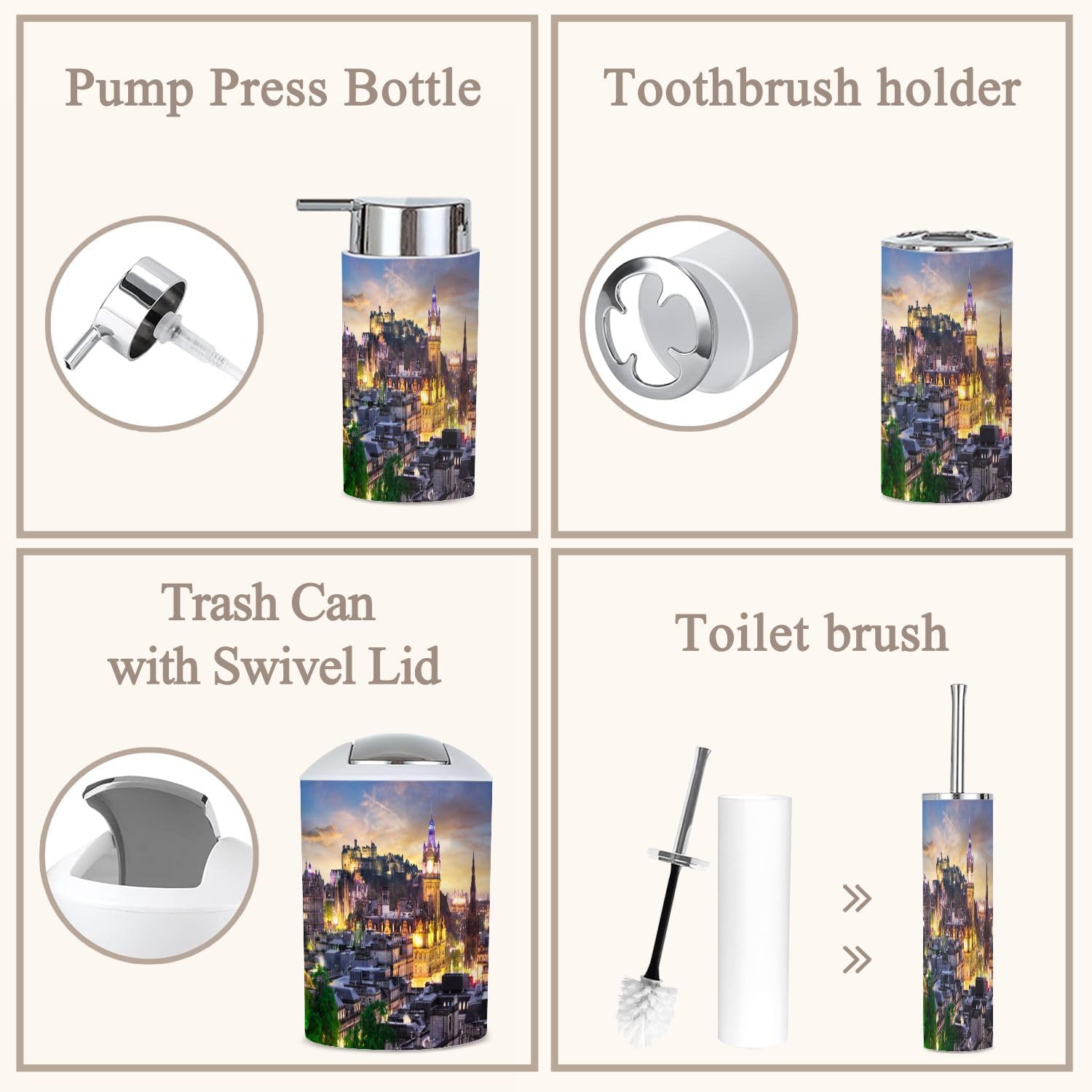 Edinburgh City Castle Bathroom Accessories Set 6 Piece 1