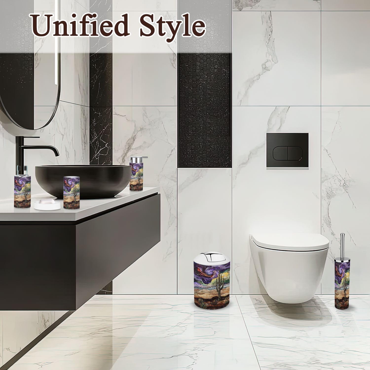 6 Piece Stormy Sky Cactus Bathroom Set