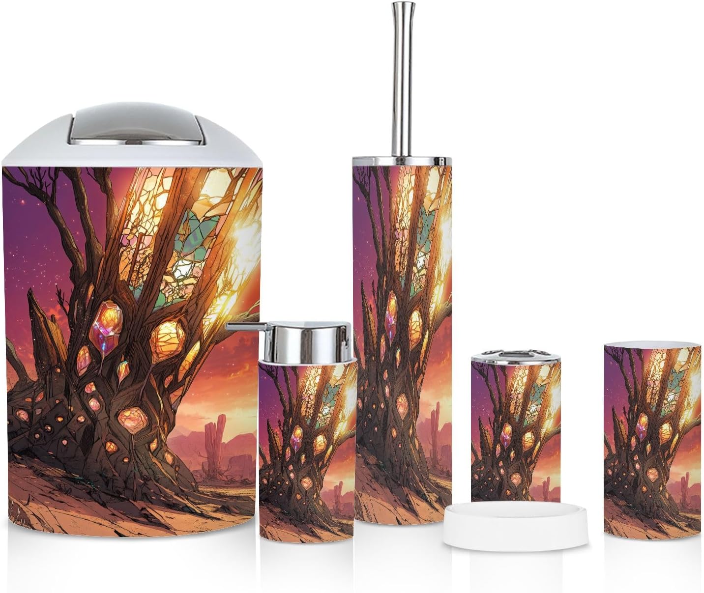 6 Piece Abstract Desert Bathroom Accessories Set