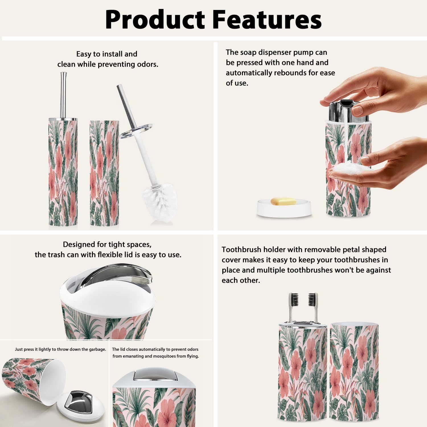 Boho Bathroom Accessories Set 6 Piece