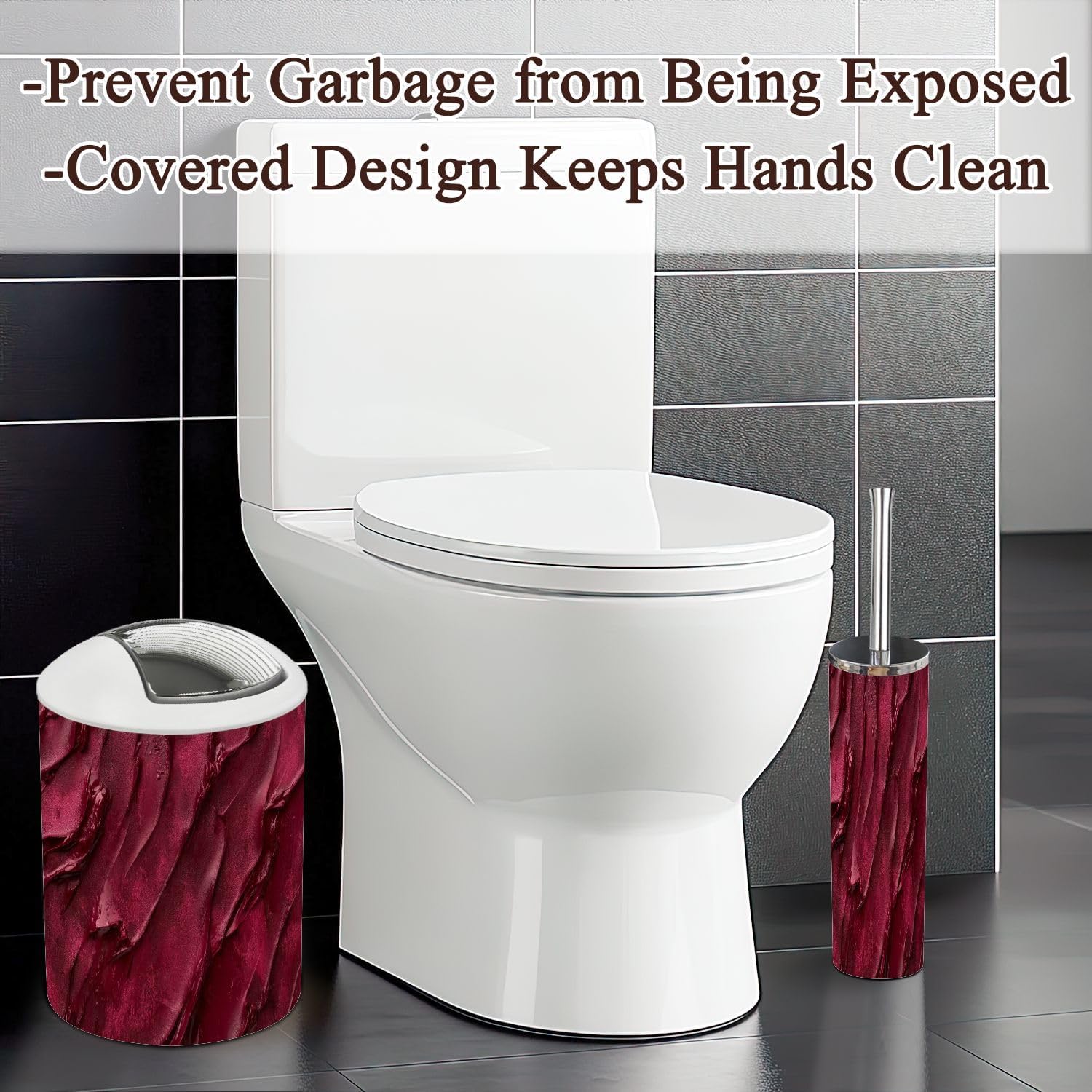 6 Piece Red Burgundy Bathroom Accessories Set