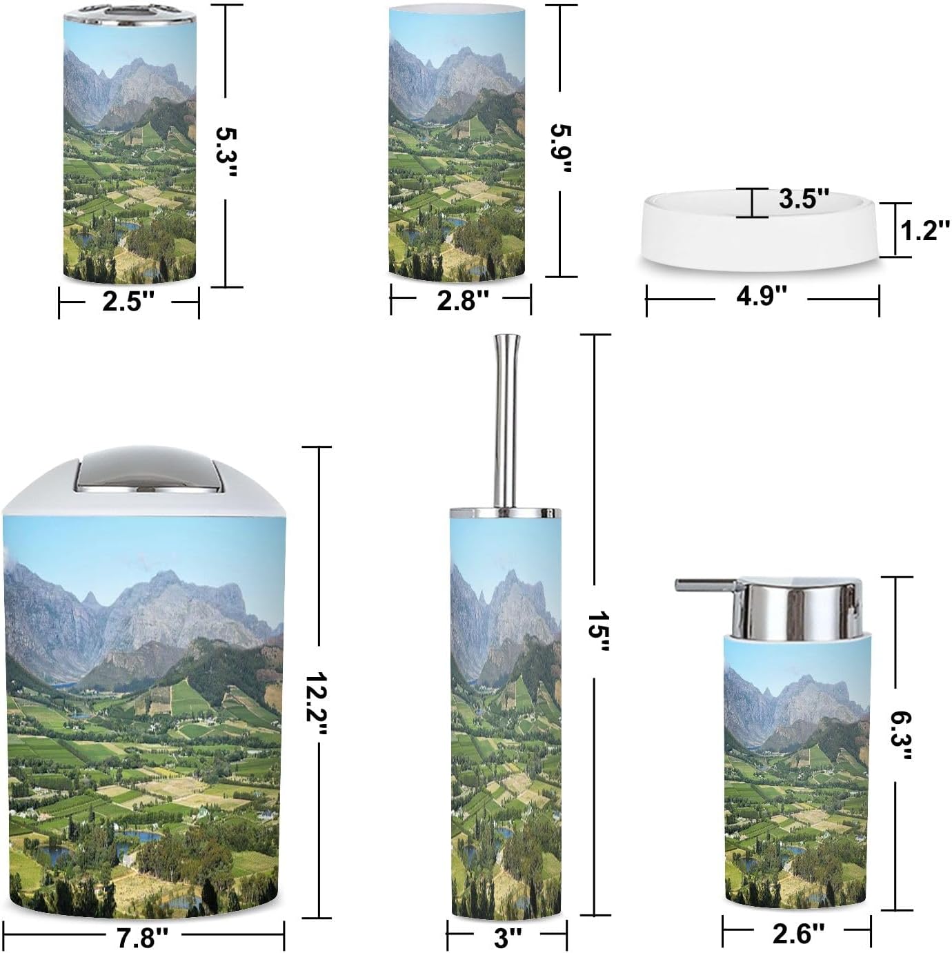 6 Piece Bathroom Accessories Set with Boho Decor 1