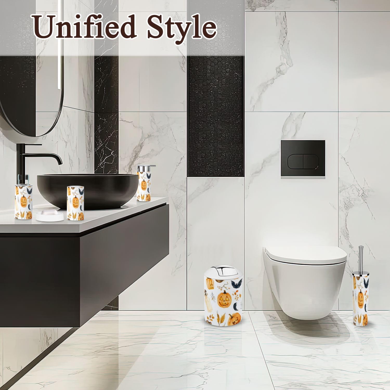 6 Piece Bathroom Accessories Set for Halloween and Thanksgiving
